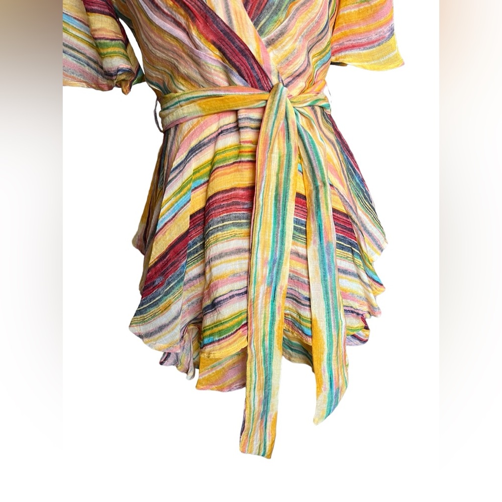NWT Luxxel Stripped Print Ruffle Romper Small Dress Juniors LR 5795 - Picture 3 of 14